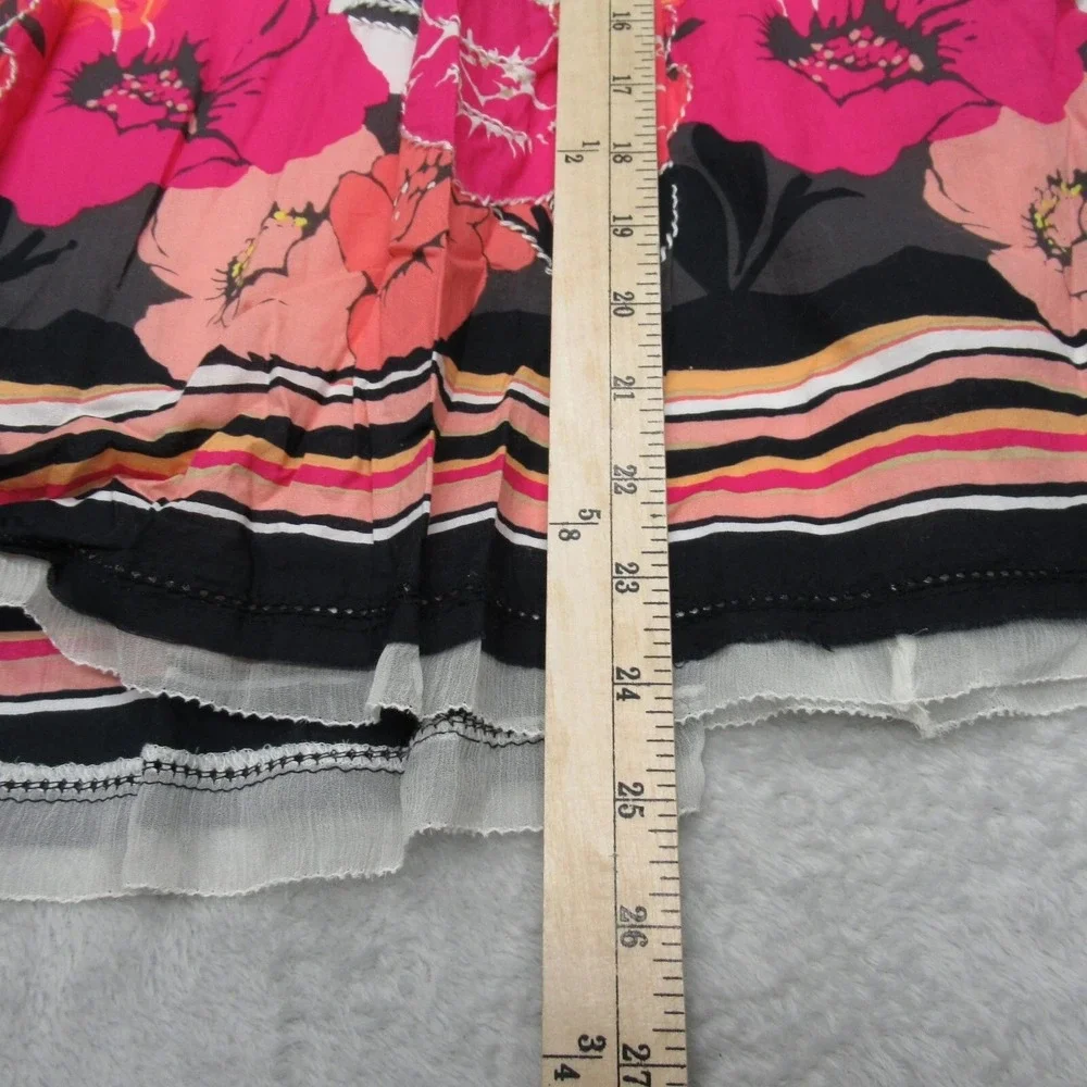 Alfani Lined Skirt Womens 4 Colorful Copenhagen‎ Floral Cotton Gauze Pleated NWD